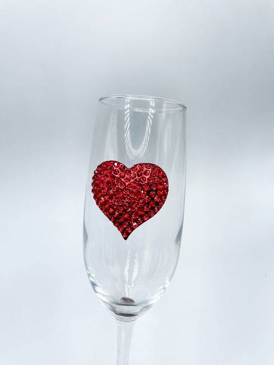 RED HEART JEWELED CHAMPAGNE FLUTE