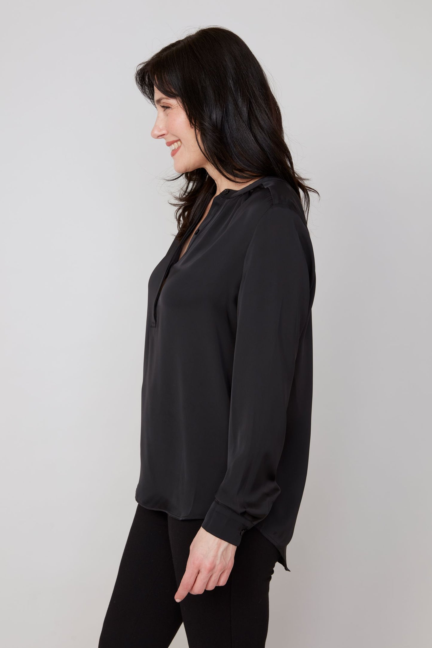 LEIGH BLACK WOVEN BLOUSE