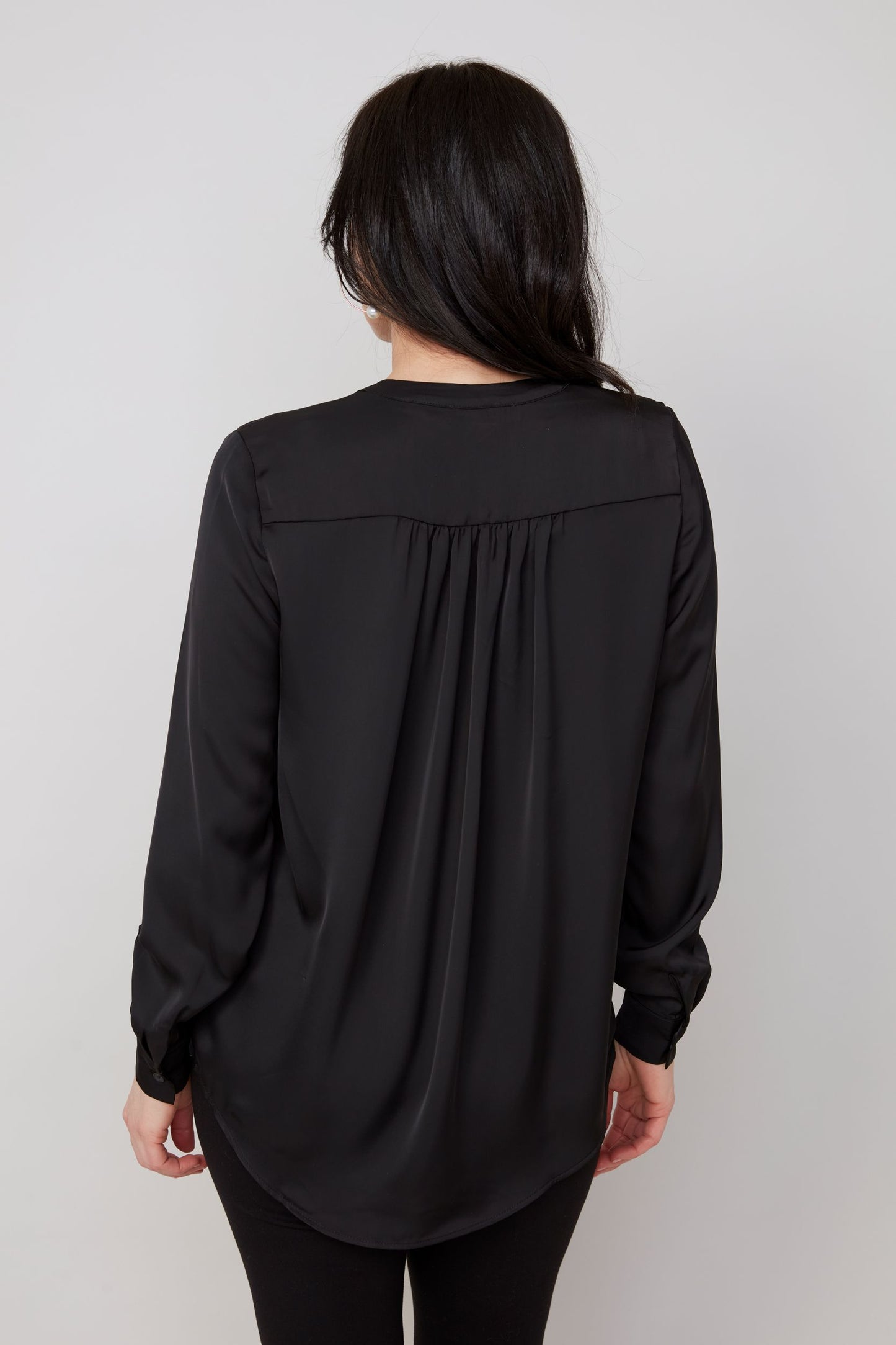 LEIGH BLACK WOVEN BLOUSE