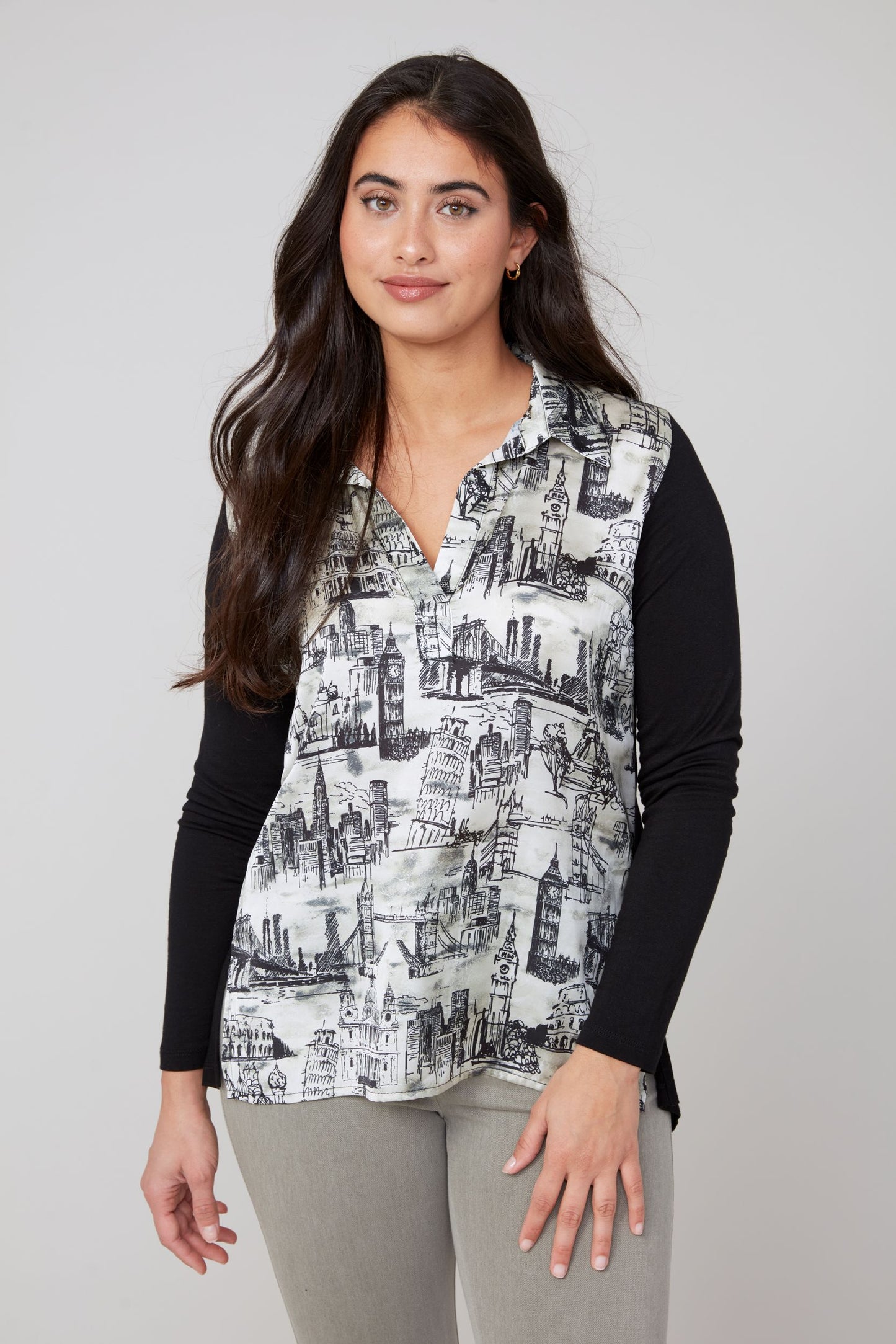 ARIA BLACK COMBO BLOUSE