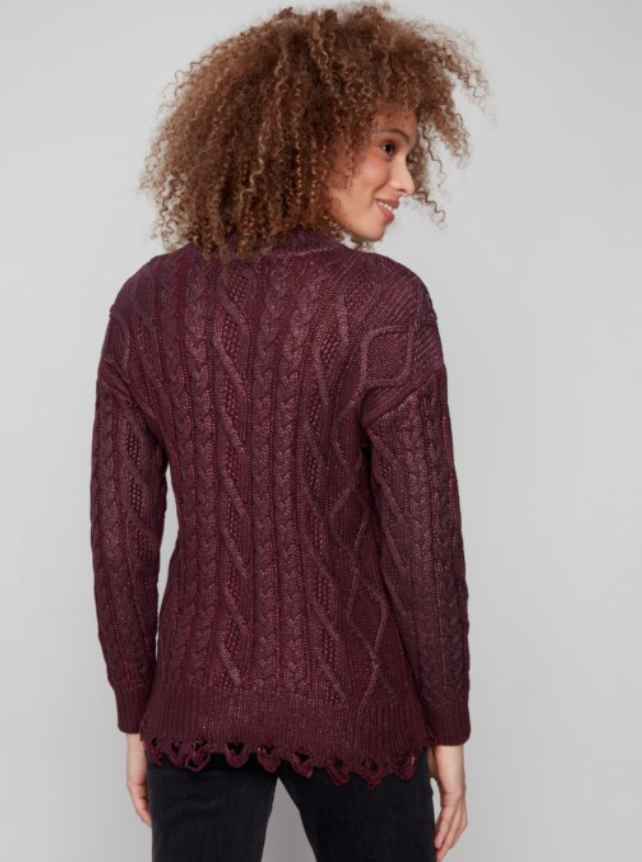 LANE CABERNET METALLIC SWEATER
