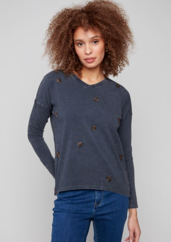 MARA V-NECK KNIT TOP