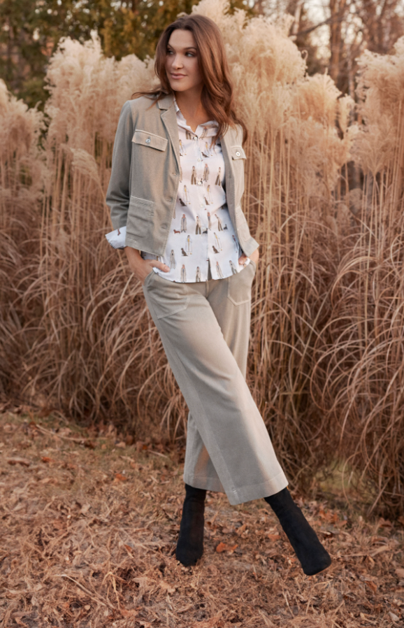 JADE CREME PATTERNED BLOUSE