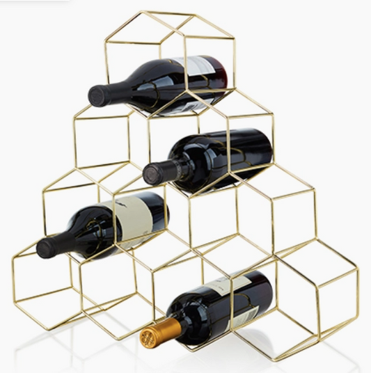 10-BOTTLE GOLD WINE RACK