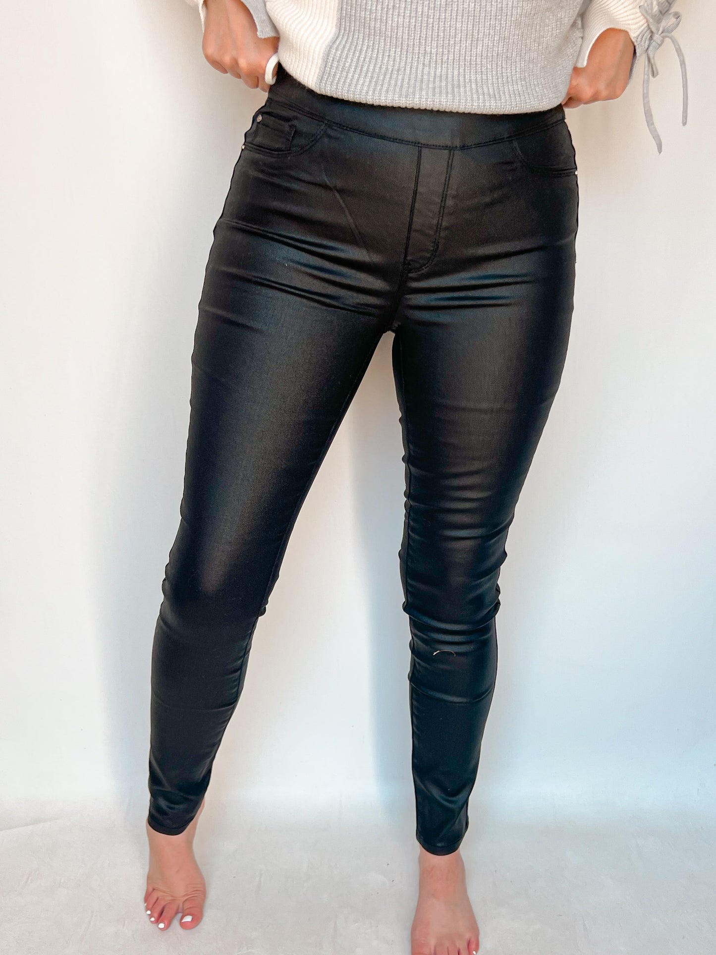 WAXED BLACK JEANS
