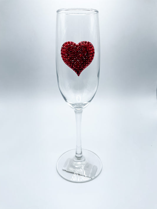 RED HEART JEWELED CHAMPAGNE FLUTE