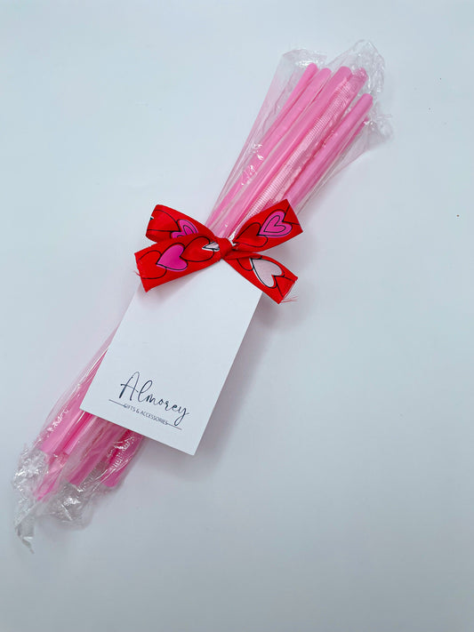 PINK HEART STRAWS