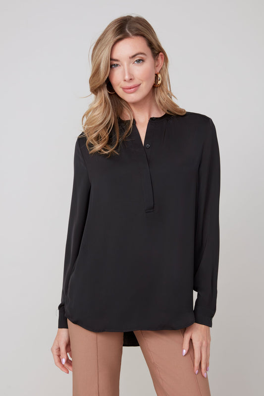 LEIGH BLACK WOVEN BLOUSE