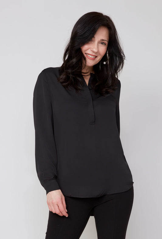 LEIGH BLACK WOVEN BLOUSE