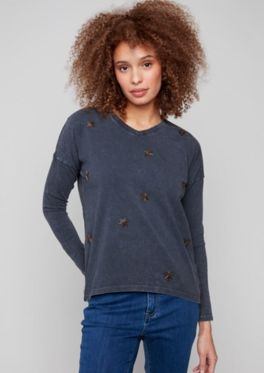 MARA V-NECK KNIT TOP
