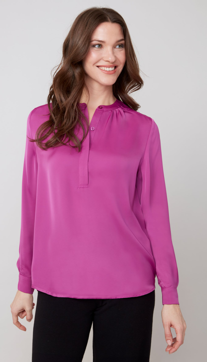 LEIGH PLUM WOVEN BLOUSE