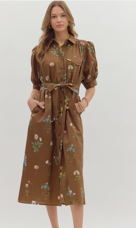 EJ FLORAL MIDI DRESS