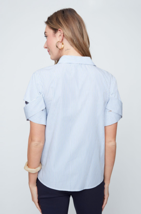 SELENE BLUE STRIPE BLOUSE
