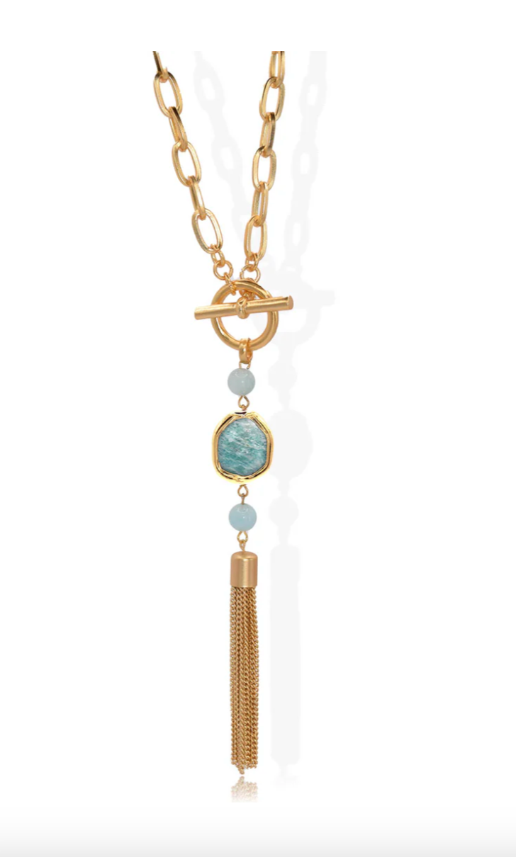 AMAZONITE LONG TASSEL NECKLACE