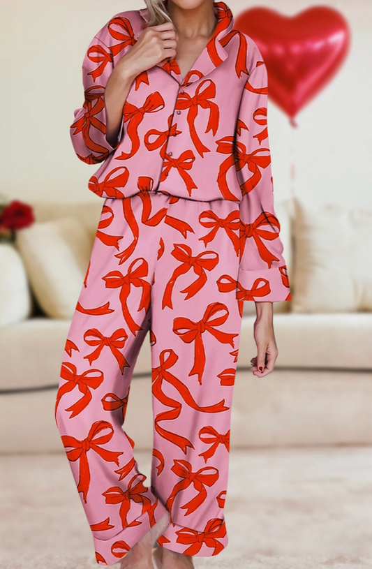 BOW PRINT PAJAMAS